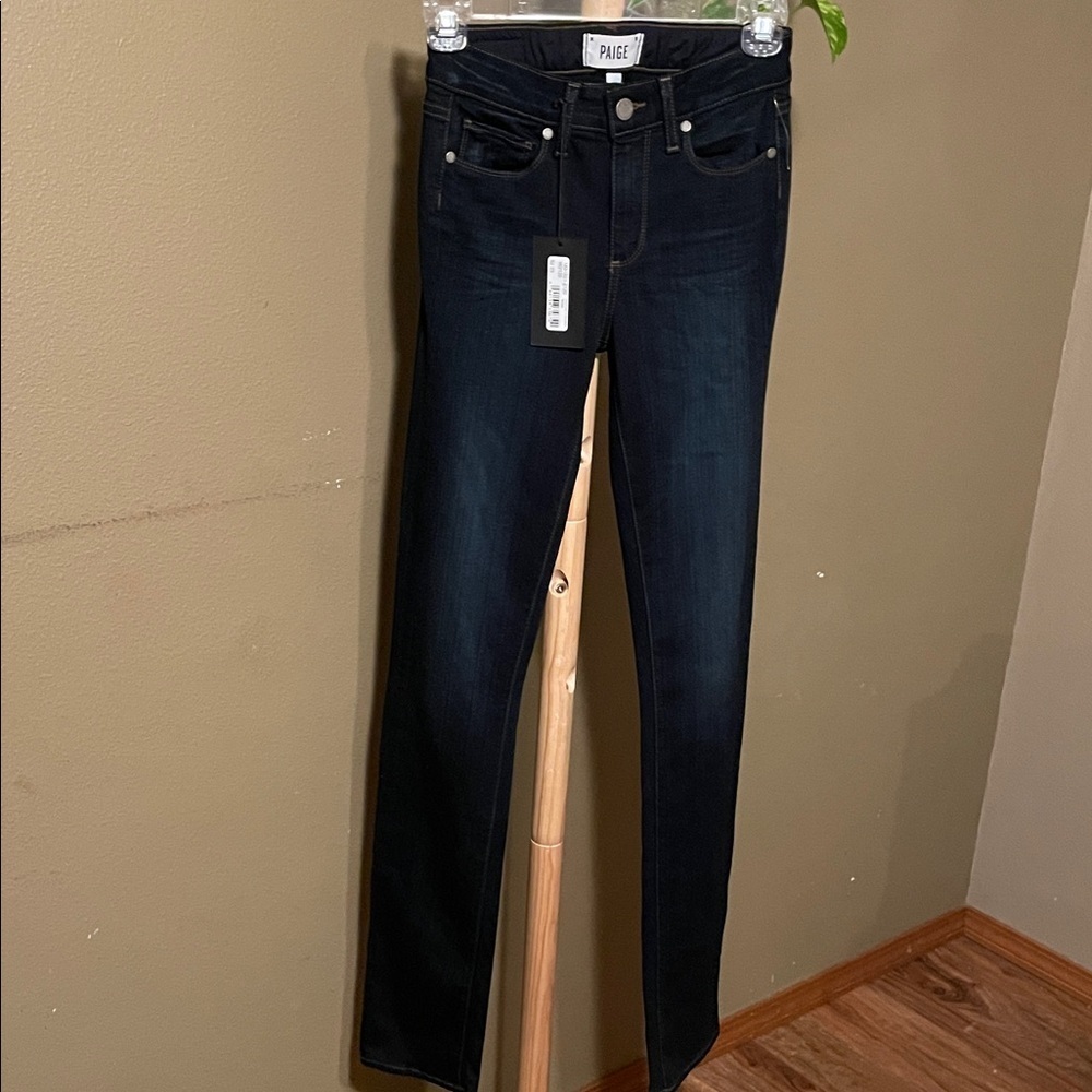 PAIGE Huxton straight High rise dark denim - Picture 3 of 10